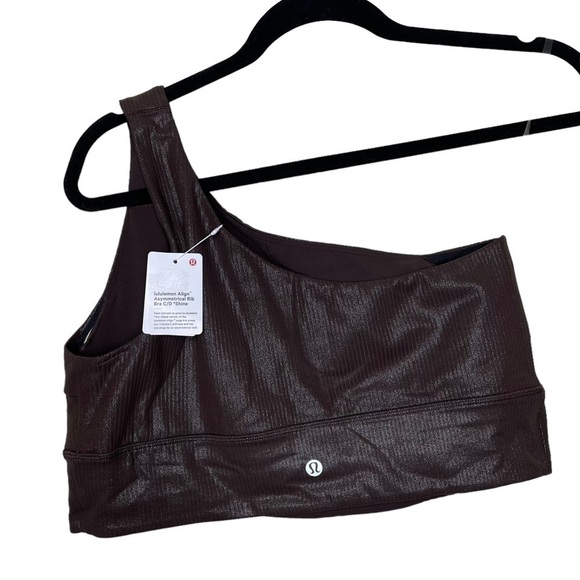 NWT lululemon Align Asymmetrical Ribbed Bra C/D Cup Shine Espresso Sz 14 - Picture 13 of 16